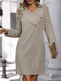 Knit button-down collar dress