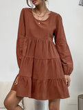 Cake pleat linen and cotton dress