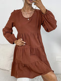 Cake pleat linen and cotton dress