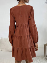 Cake pleat linen and cotton dress