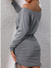 Tie-waist slim-fit batwing dress