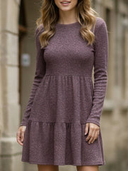 Crew Neck Loose Striped Sweater Dress