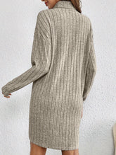 High-neck long-sleeved loose knit dress