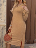 Casual solid color casual slit dress