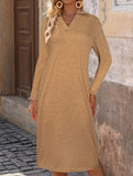 Casual solid color casual slit dress