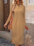 Casual solid color casual slit dress