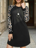 Leopard print contrast knit dress