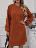 Round neck long sleeve versatile dress