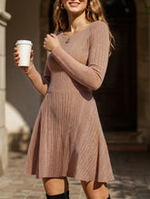 Casual Zipper Knit Long Sleeve Dress