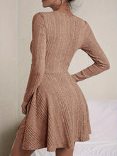 Casual Zipper Knit Long Sleeve Dress