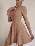 Casual Zipper Knit Long Sleeve Dress