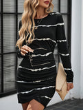 Round neck loose striped print dress