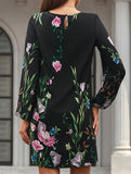 Round neck long sleeve plus size dress