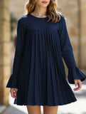 Fashion solid color pleated dress