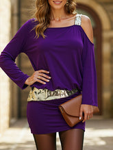 Spliced off-the-shoulder dress