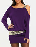 Spliced off-the-shoulder dress