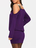 Spliced off-the-shoulder dress
