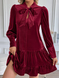 Retro hot sale velvet short dress