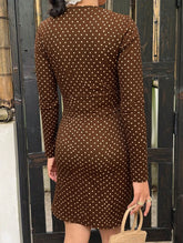 V-neck lace polka dot slim-fit hip dress