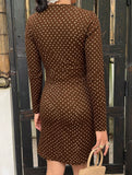 V-neck lace polka dot slim-fit hip dress