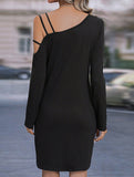 Off-shoulder slim-fit twisted long-sleeved dress