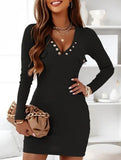 casual knit ribbed dress
