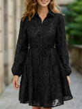 Retro style lace long sleeve puff sleeve dress