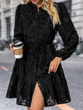 Retro style lace long sleeve puff sleeve dress
