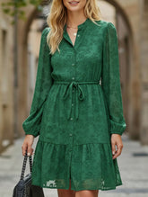 Retro style lace long sleeve puff sleeve dress