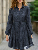 Retro style lace long sleeve puff sleeve dress