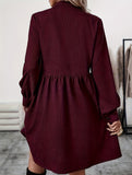 Lapel Single-Breasted Long-Sleeved Dress