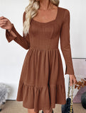 Retro style waist-length square neck A-line dress