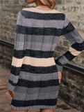 V-neck double pocket slim-fit sweater dress