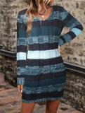 V-neck double pocket slim-fit sweater dress