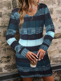 V-neck double pocket slim-fit sweater dress