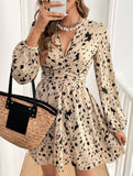 Vintage leopard print long-sleeved dress