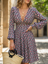 Vintage leopard print long-sleeved dress