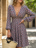 Vintage leopard print long-sleeved dress