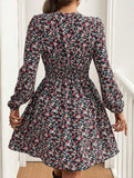 Vintage leopard print long-sleeved dress