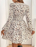 Vintage leopard print long-sleeved dress