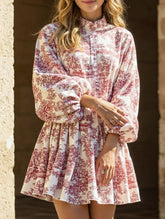 Retro lace-up print dress