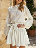 Retro lace-up print dress