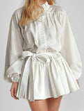 Retro lace-up print dress