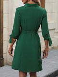 Lapel shirt long sleeve dress