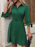 Lapel shirt long sleeve dress
