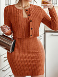 Two-piece slim-fitting cardigan dress