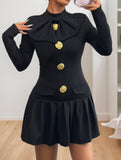 Bowknot half-high collar long-sleeved dress
