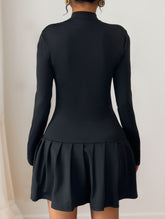 Bowknot half-high collar long-sleeved dress