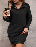 Long-sleeved solid color sweatshirt dress