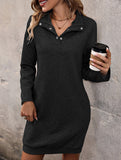 Long-sleeved solid color sweatshirt dress